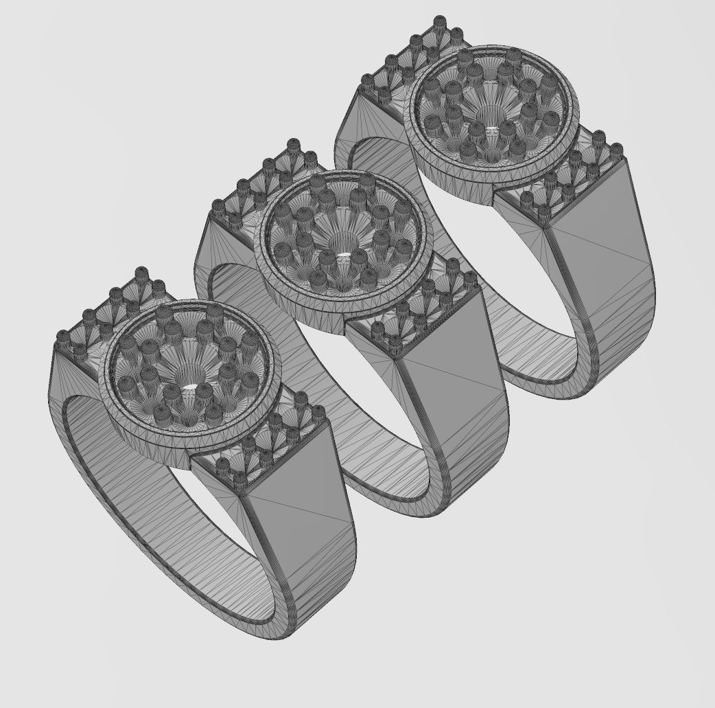 Round cluster and diamond sides ring US sizes 7 8 9 3D print model_13