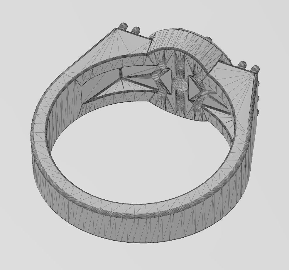 Round cluster and diamond sides ring US sizes 7 8 9 3D print model_15