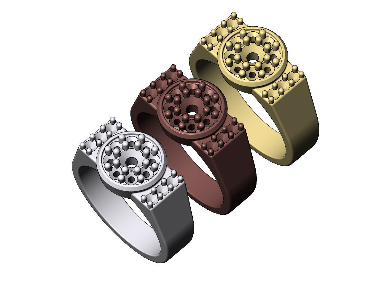 Round cluster and diamond sides ring US sizes 7 8 9 3D print model_5