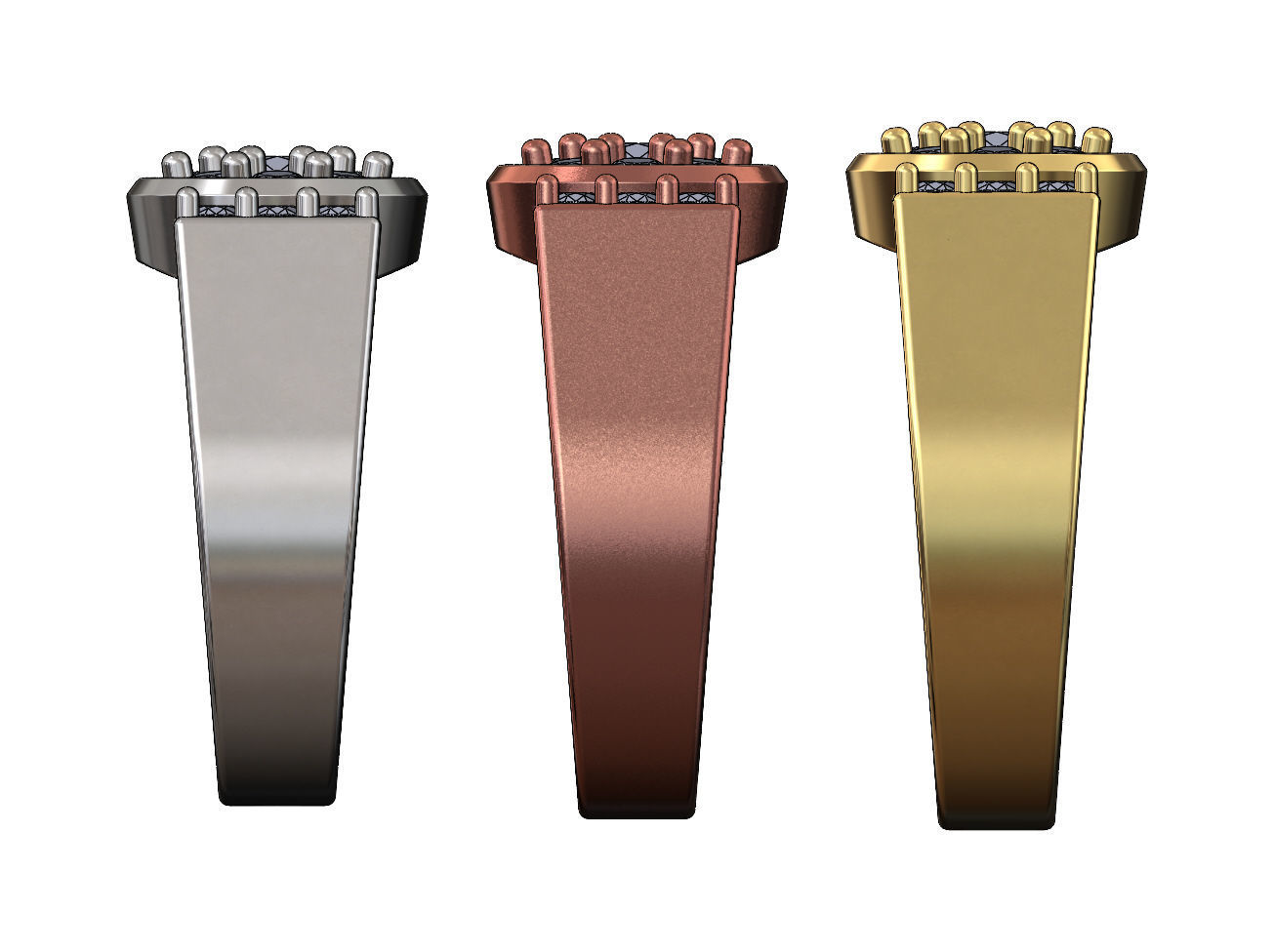 Round cluster and diamond sides ring US sizes 7 8 9 3D print model_2