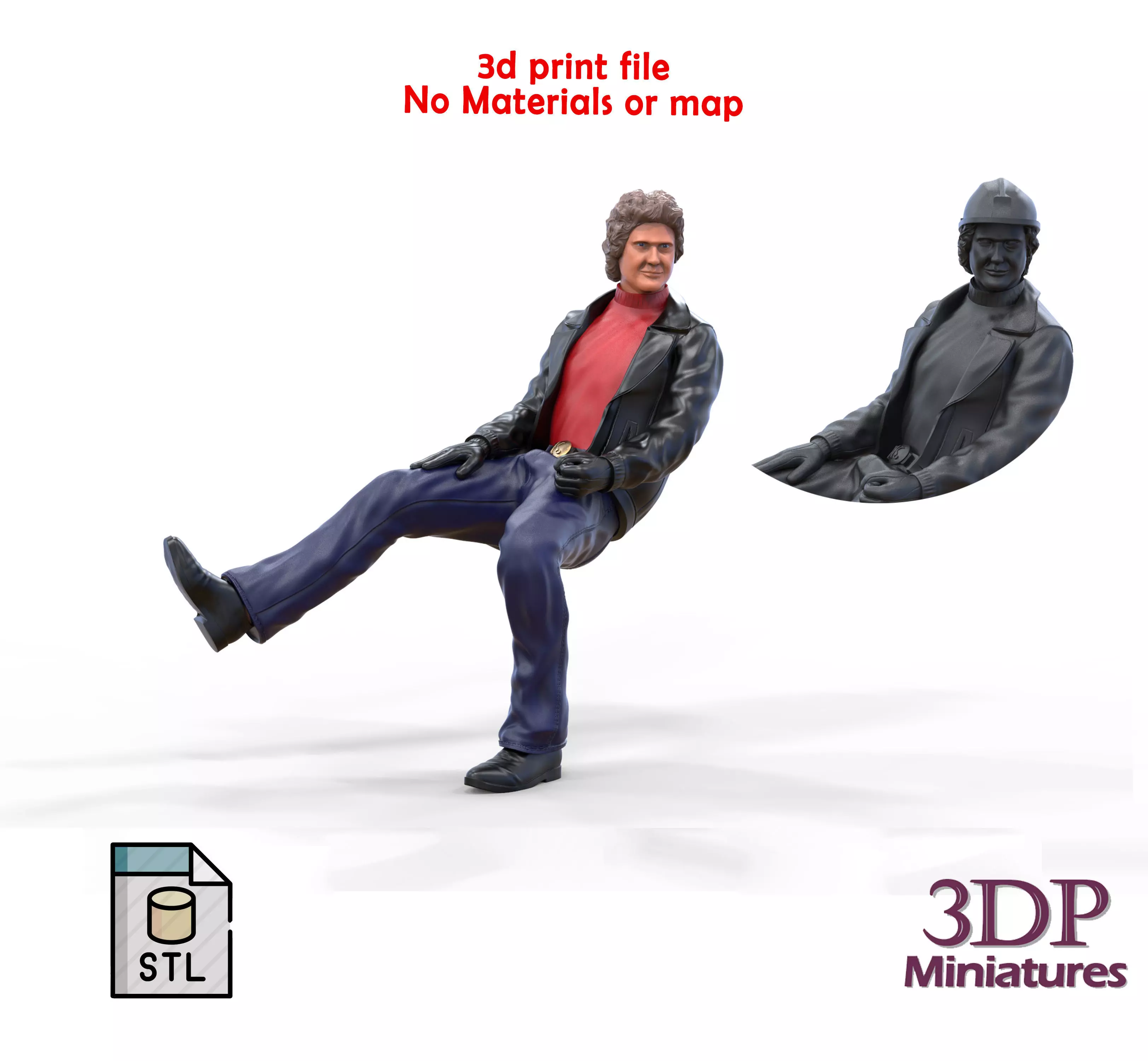 N2 Michael Knight Sitting pose 3D print model_0