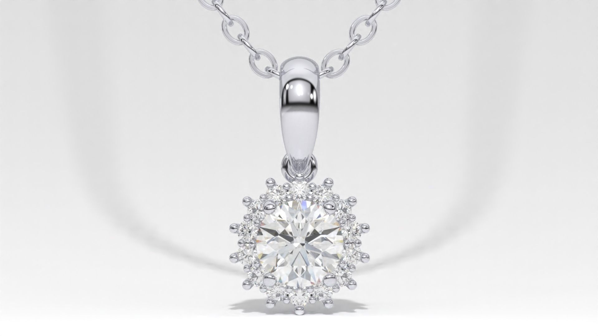 halo style diamond pendants 4mm to 8mm center gemstone 3D print model_41