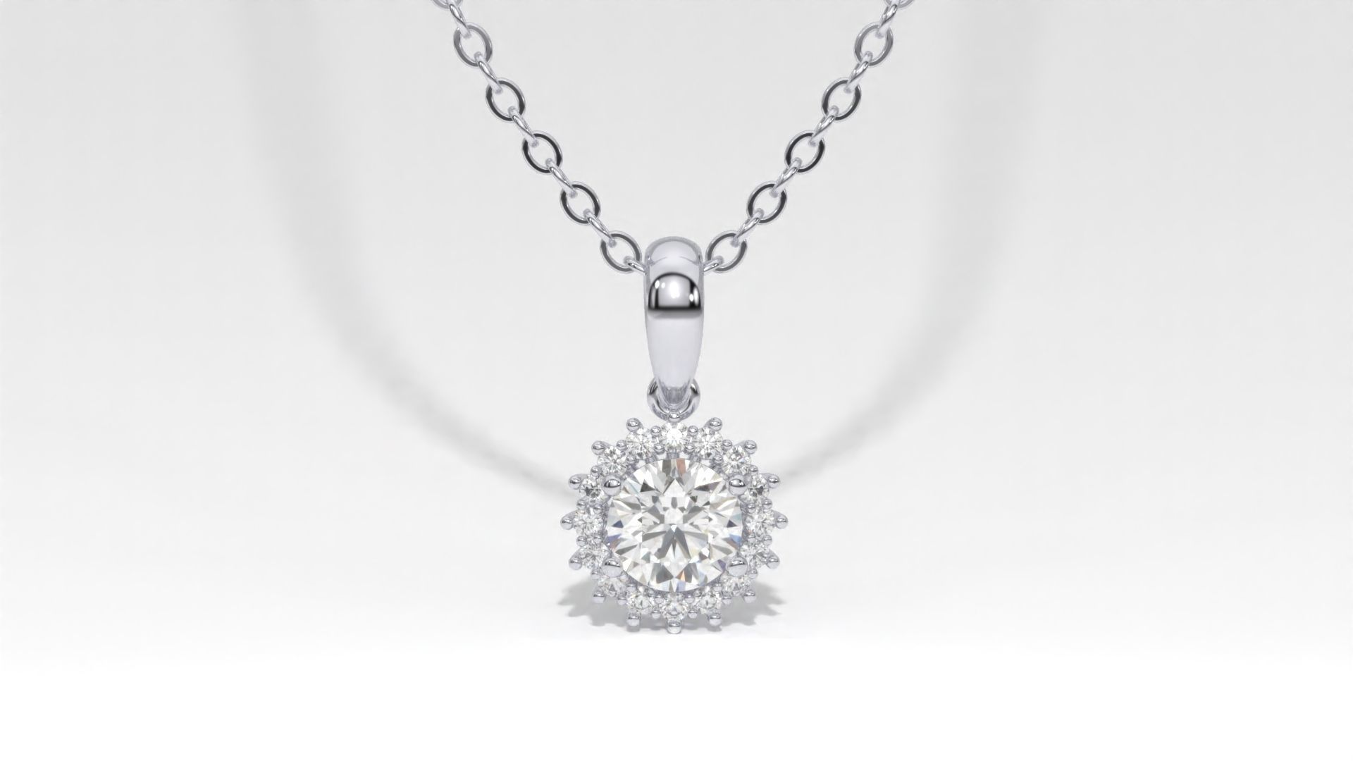 halo style diamond pendants 4mm to 8mm center gemstone 3D print model_35