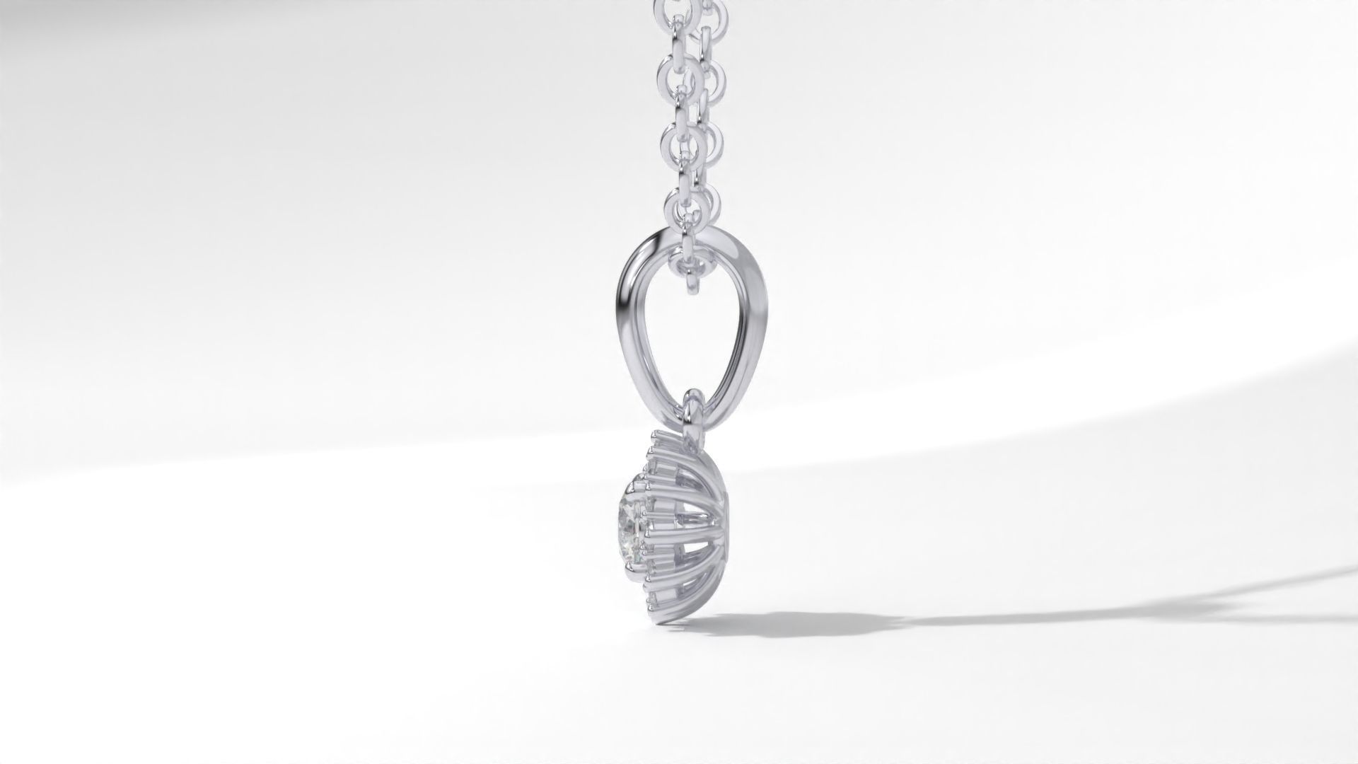 halo style diamond pendants 4mm to 8mm center gemstone 3D print model_22