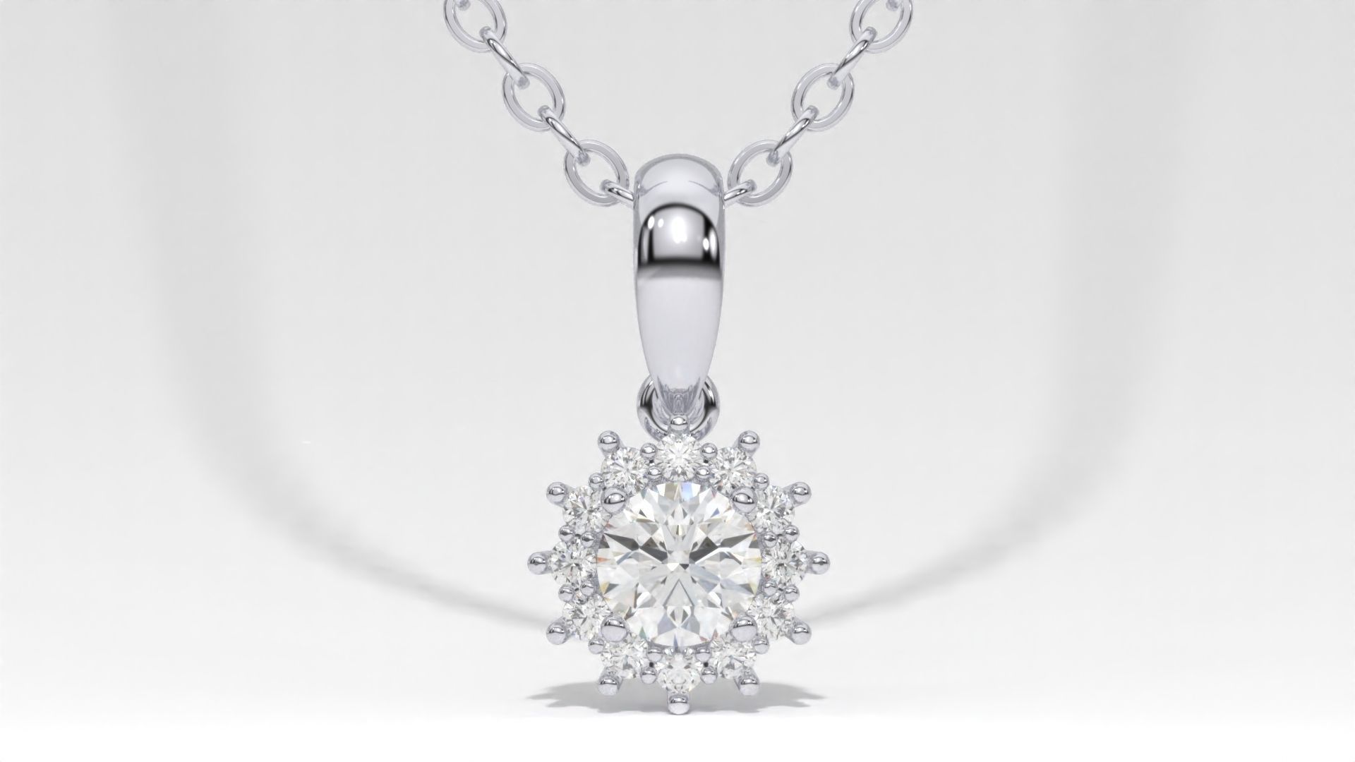 halo style diamond pendants 4mm to 8mm center gemstone 3D print model_31