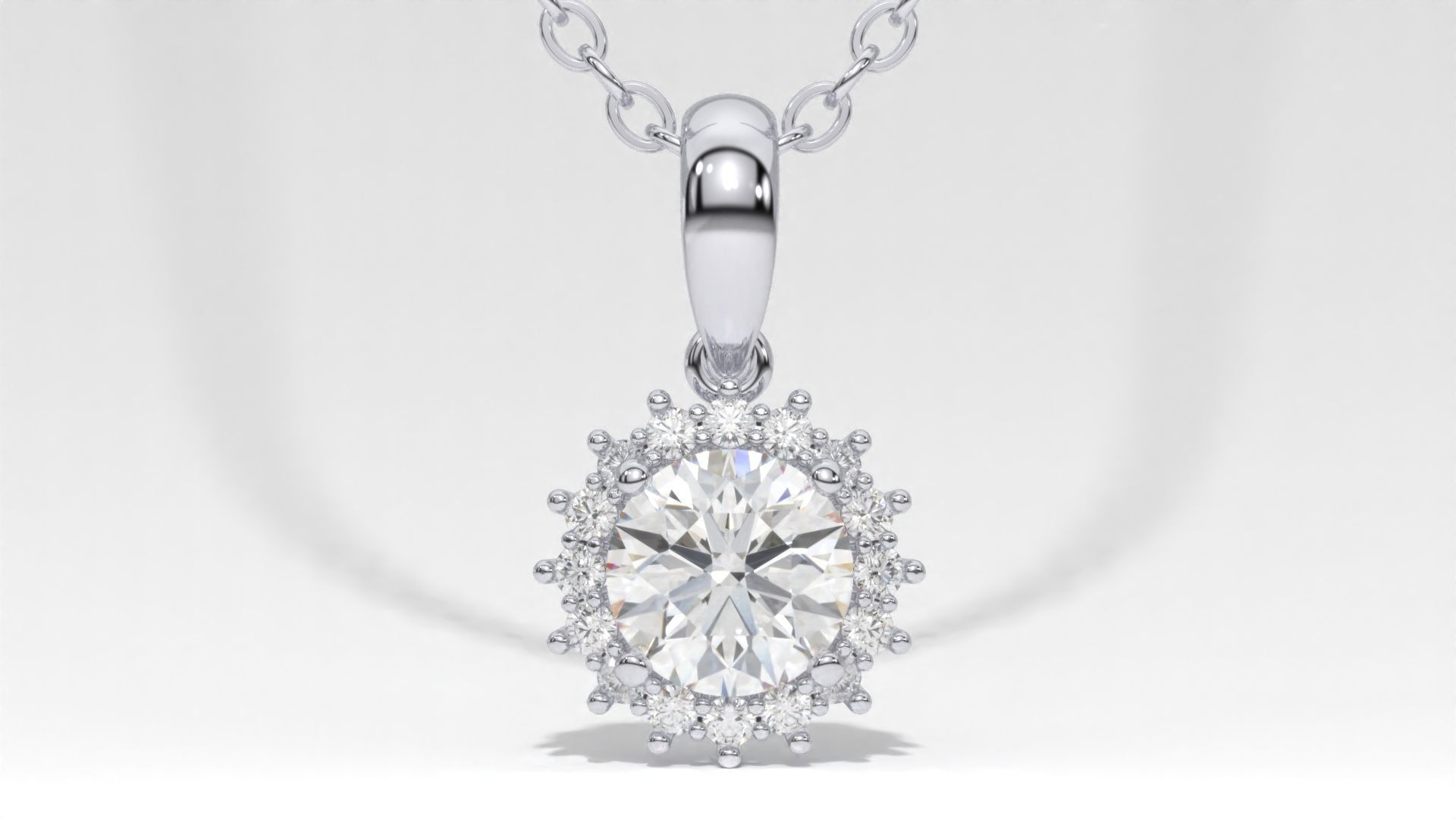 halo style diamond pendants 4mm to 8mm center gemstone 3D print model_46