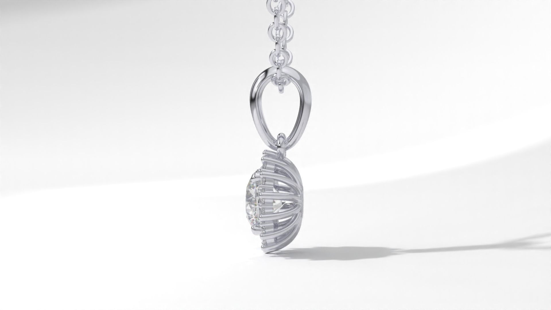 halo style diamond pendants 4mm to 8mm center gemstone 3D print model_42