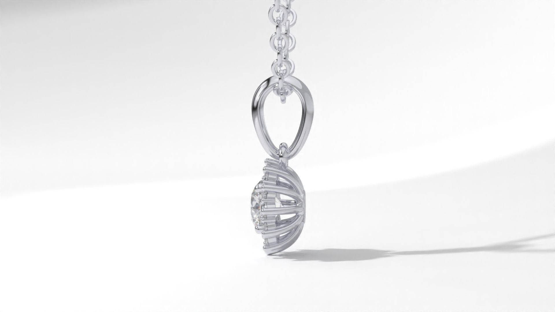 halo style diamond pendants 4mm to 8mm center gemstone 3D print model_32