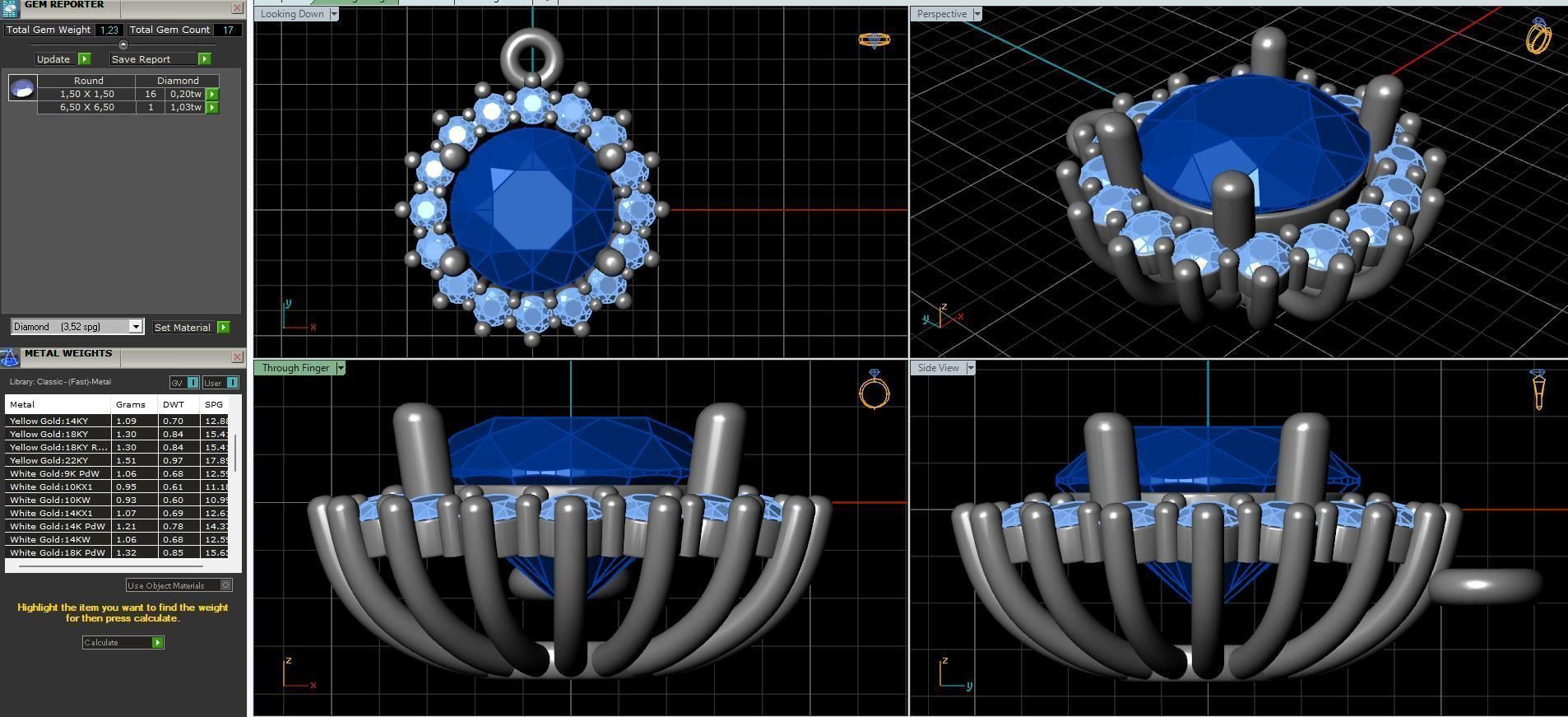 halo style diamond pendants 4mm to 8mm center gemstone 3D print model_10
