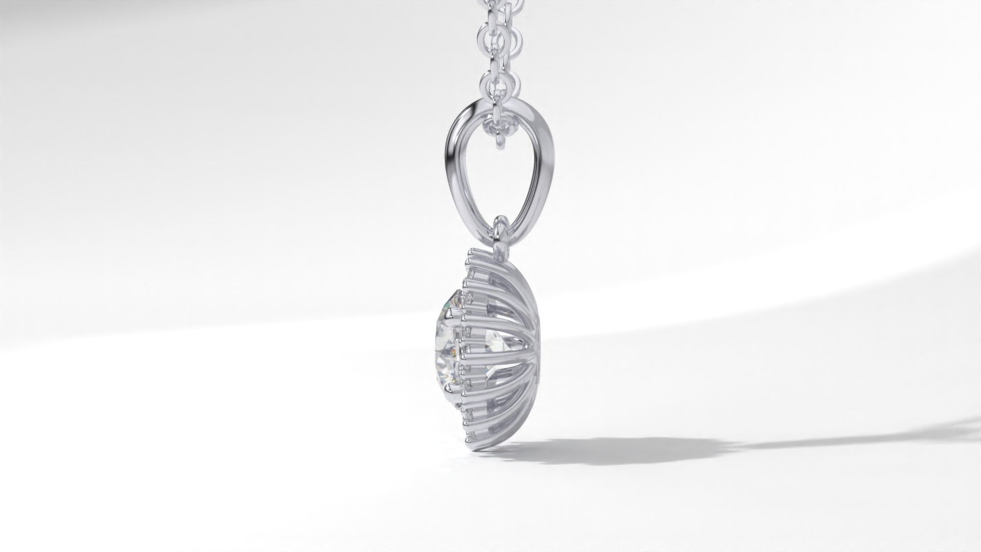 halo style diamond pendants 4mm to 8mm center gemstone 3D print model_37