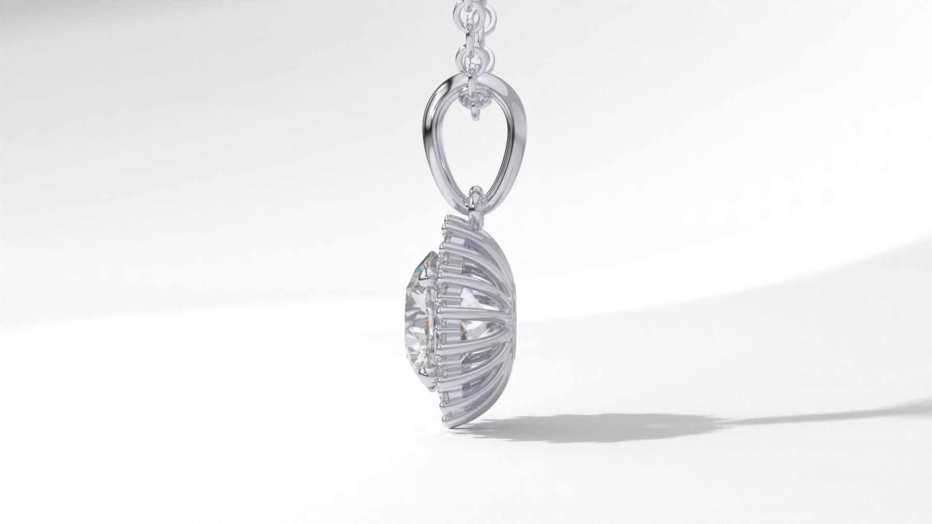 halo style diamond pendants 4mm to 8mm center gemstone 3D print model_52