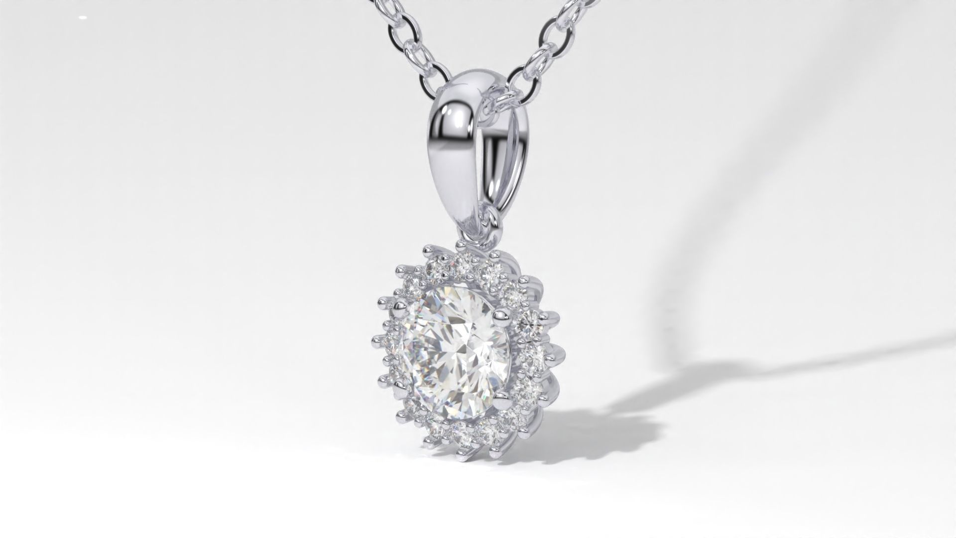 halo style diamond pendants 4mm to 8mm center gemstone 3D print model_34