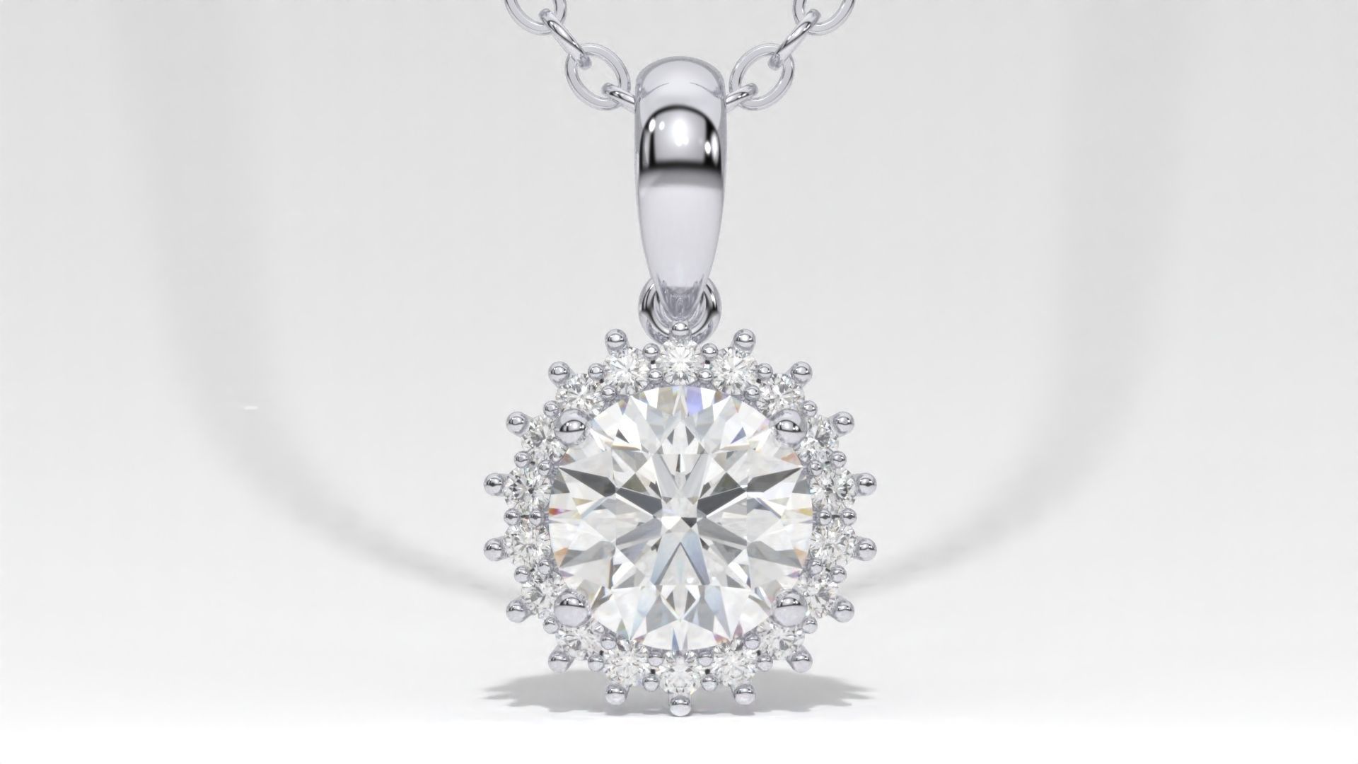 halo style diamond pendants 4mm to 8mm center gemstone 3D print model_51