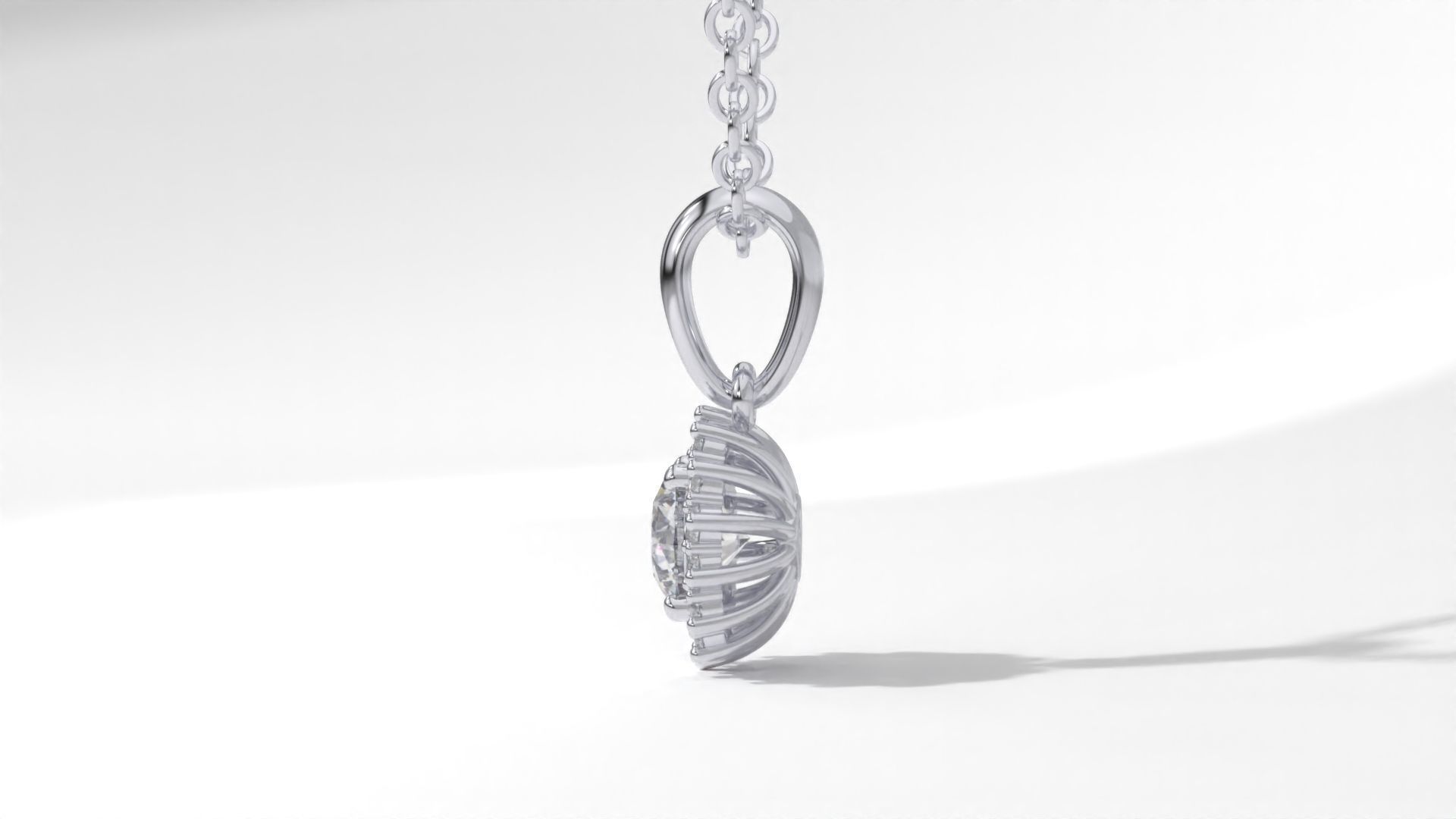 halo style diamond pendants 4mm to 8mm center gemstone 3D print model_28