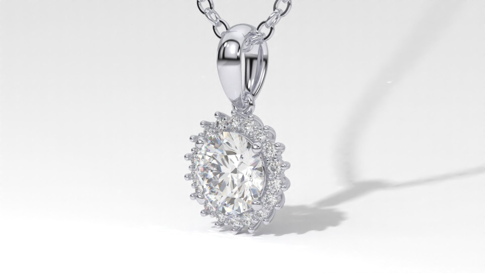 halo style diamond pendants 4mm to 8mm center gemstone 3D print model_49