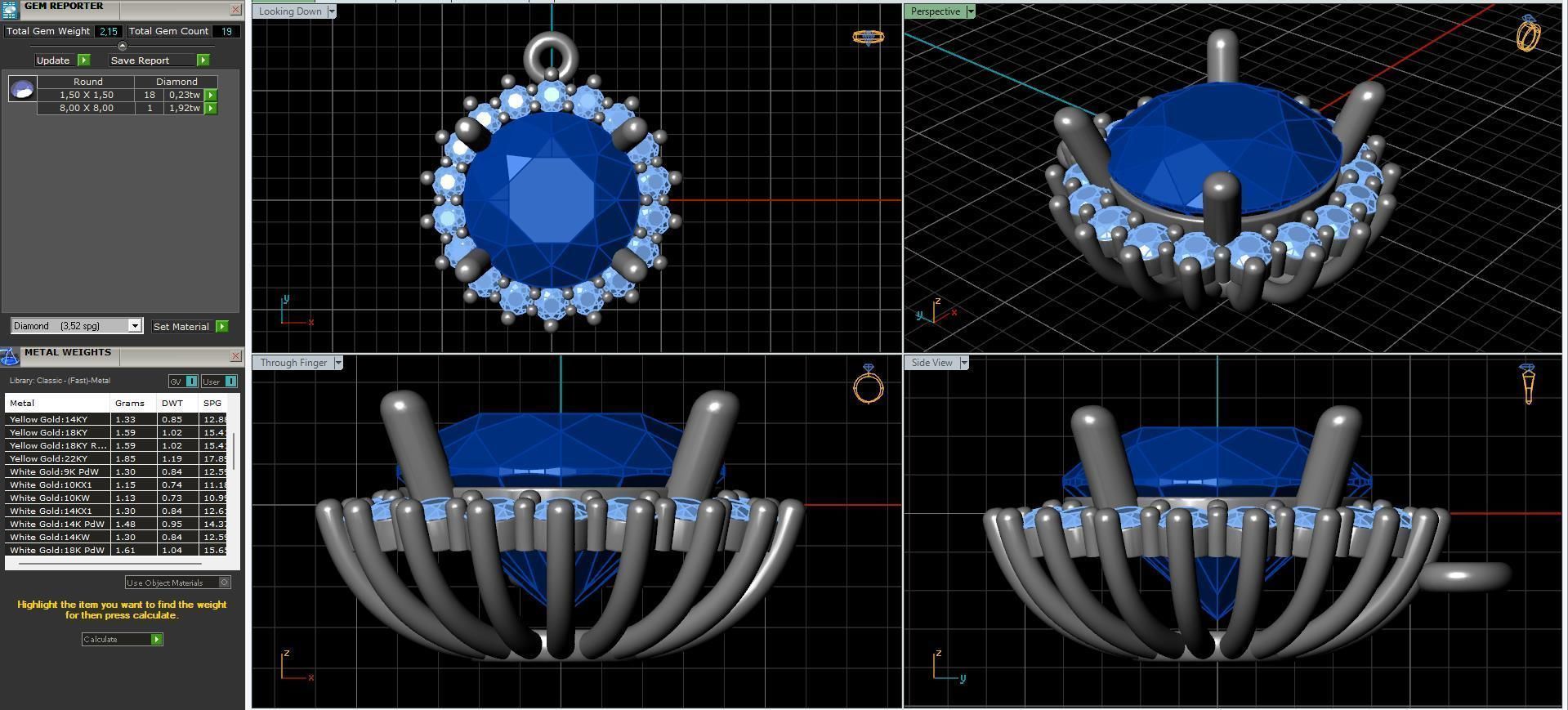 halo style diamond pendants 4mm to 8mm center gemstone 3D print model_12