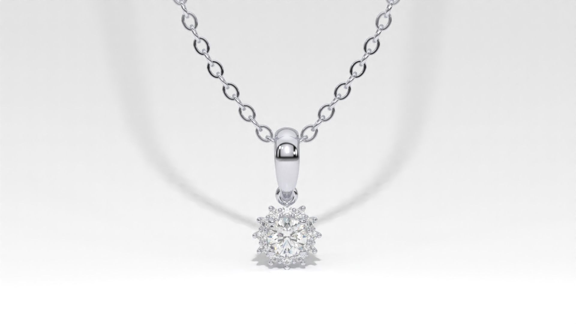 halo style diamond pendants 4mm to 8mm center gemstone 3D print model_15