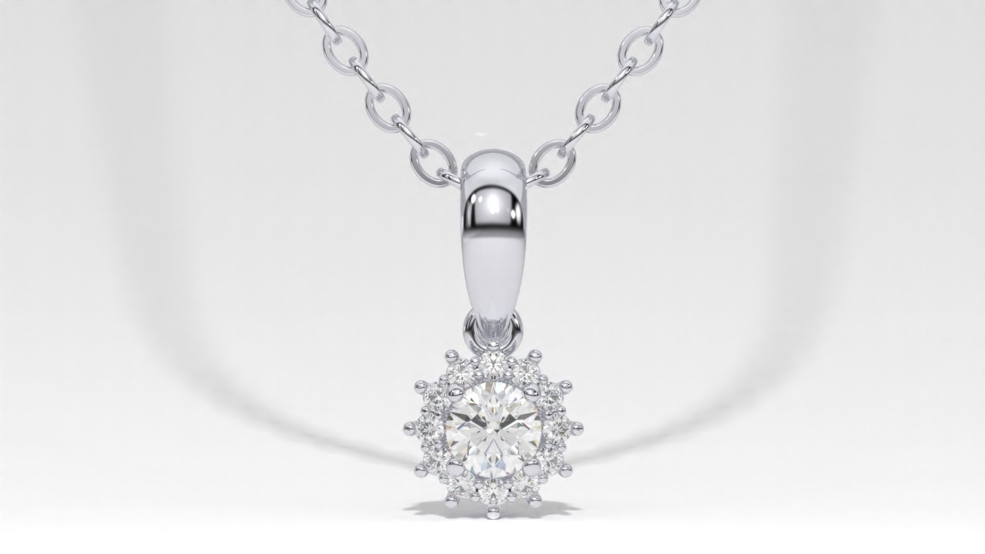 halo style diamond pendants 4mm to 8mm center gemstone 3D print model_21