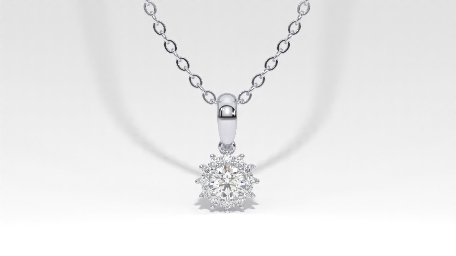 halo style diamond pendants 4mm to 8mm center gemstone 3D print model_30