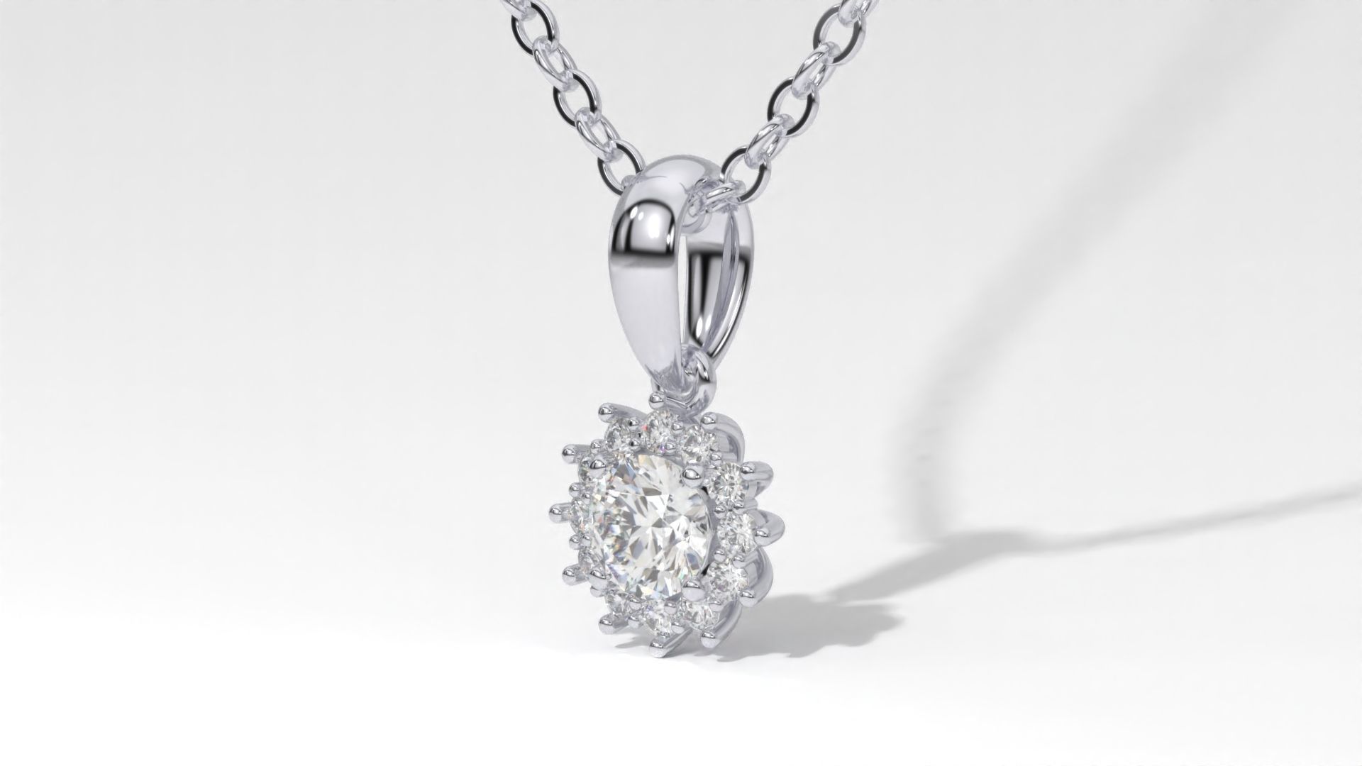 halo style diamond pendants 4mm to 8mm center gemstone 3D print model_29