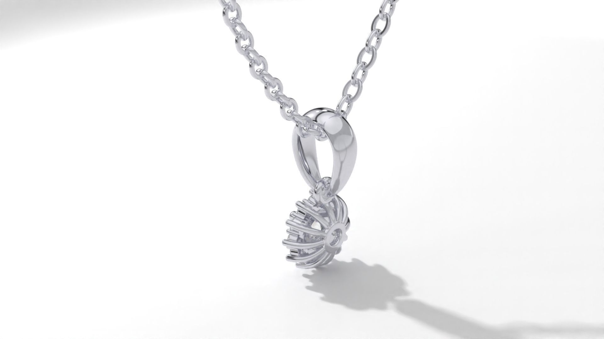 halo style diamond pendants 4mm to 8mm center gemstone 3D print model_23