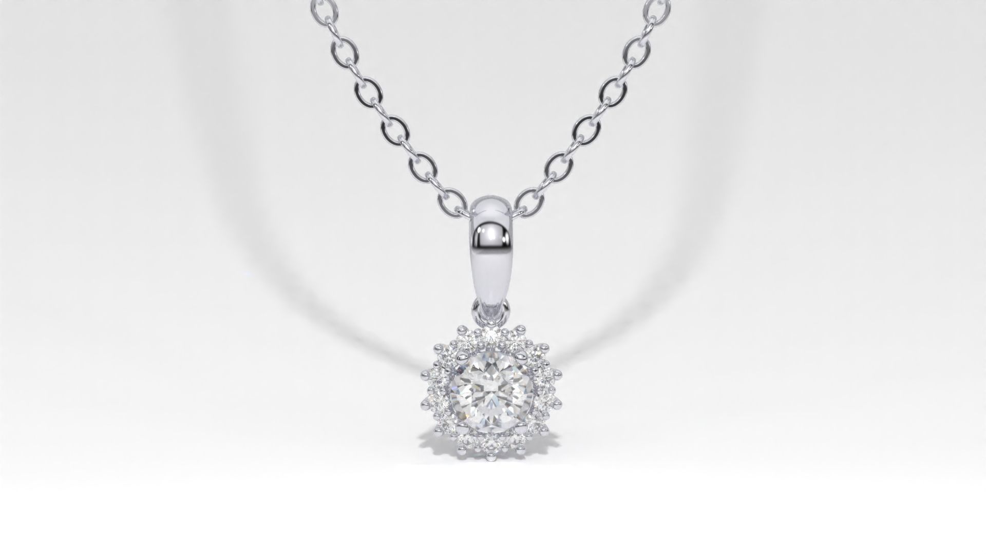 halo style diamond pendants 4mm to 8mm center gemstone 3D print model_26