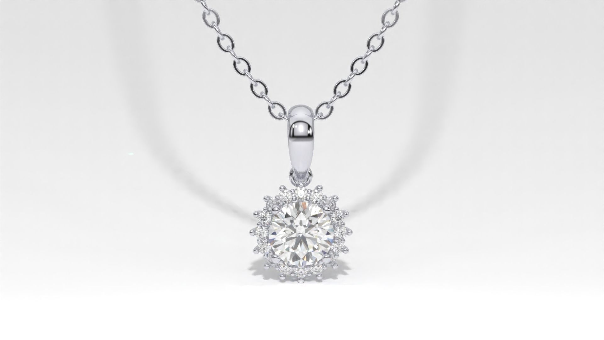 halo style diamond pendants 4mm to 8mm center gemstone 3D print model_45