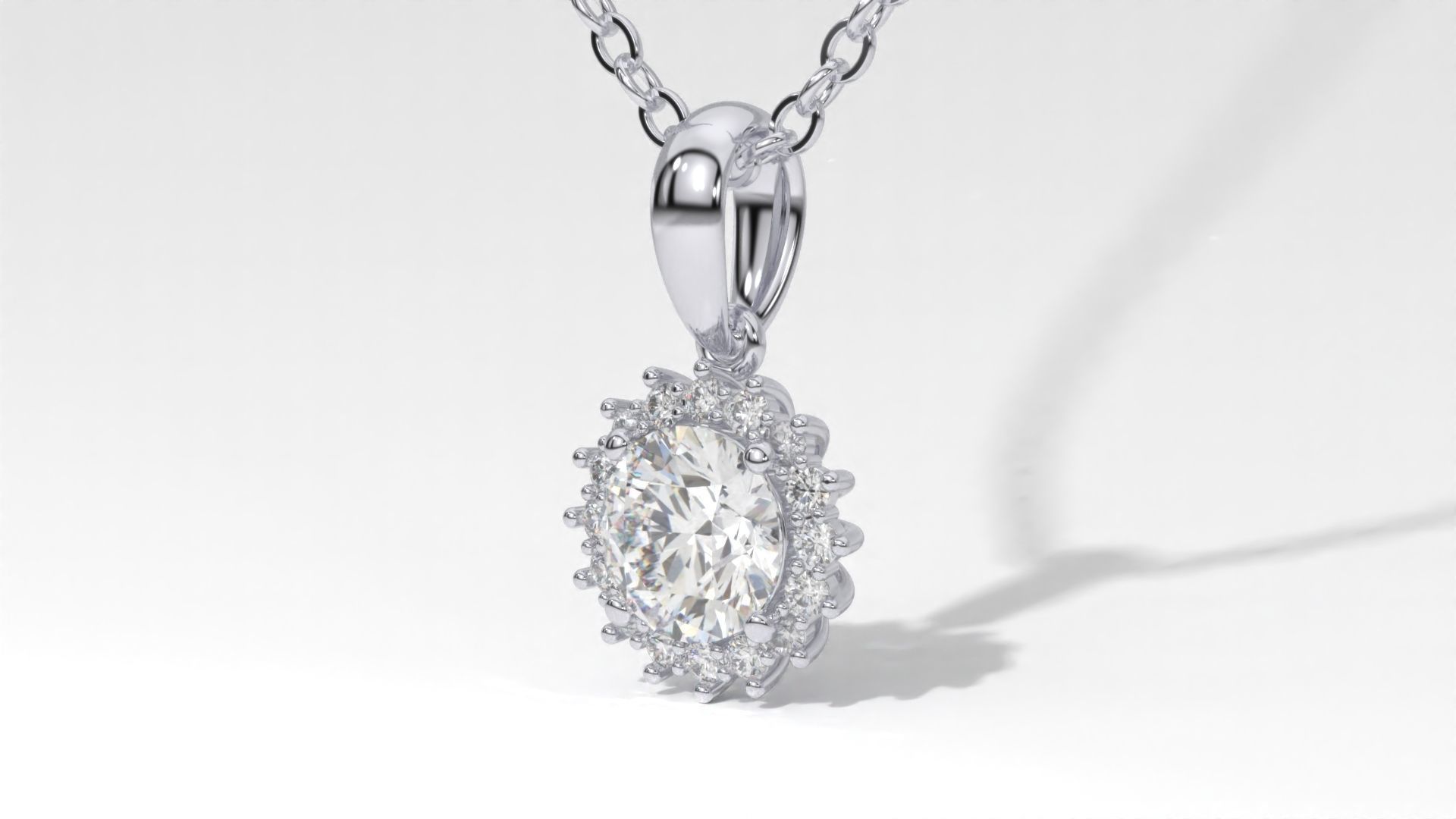 halo style diamond pendants 4mm to 8mm center gemstone 3D print model_44