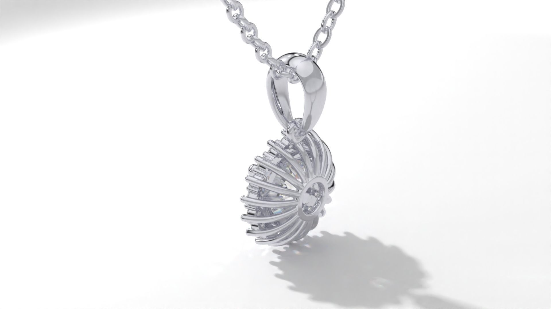 halo style diamond pendants 4mm to 8mm center gemstone 3D print model_53