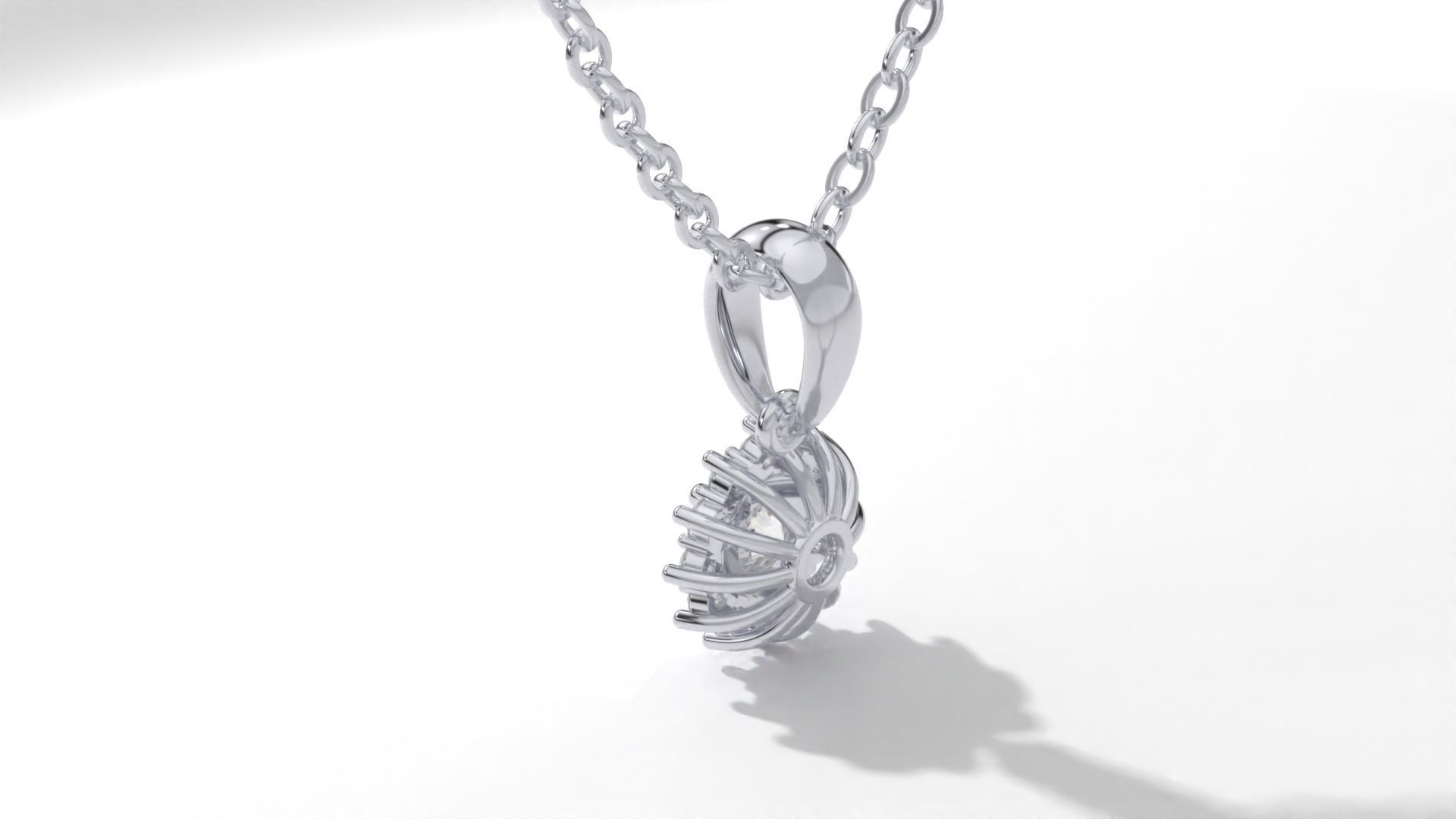 halo style diamond pendants 4mm to 8mm center gemstone 3D print model_33