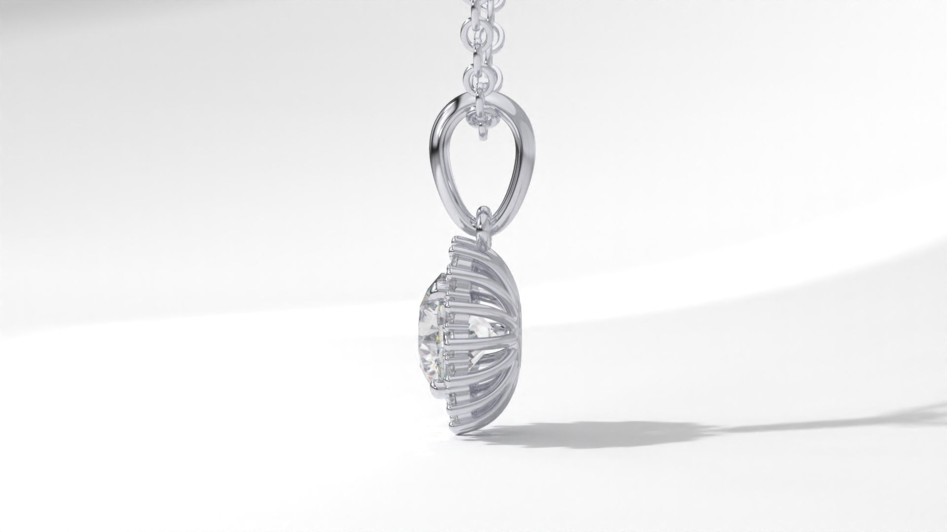 halo style diamond pendants 4mm to 8mm center gemstone 3D print model_47