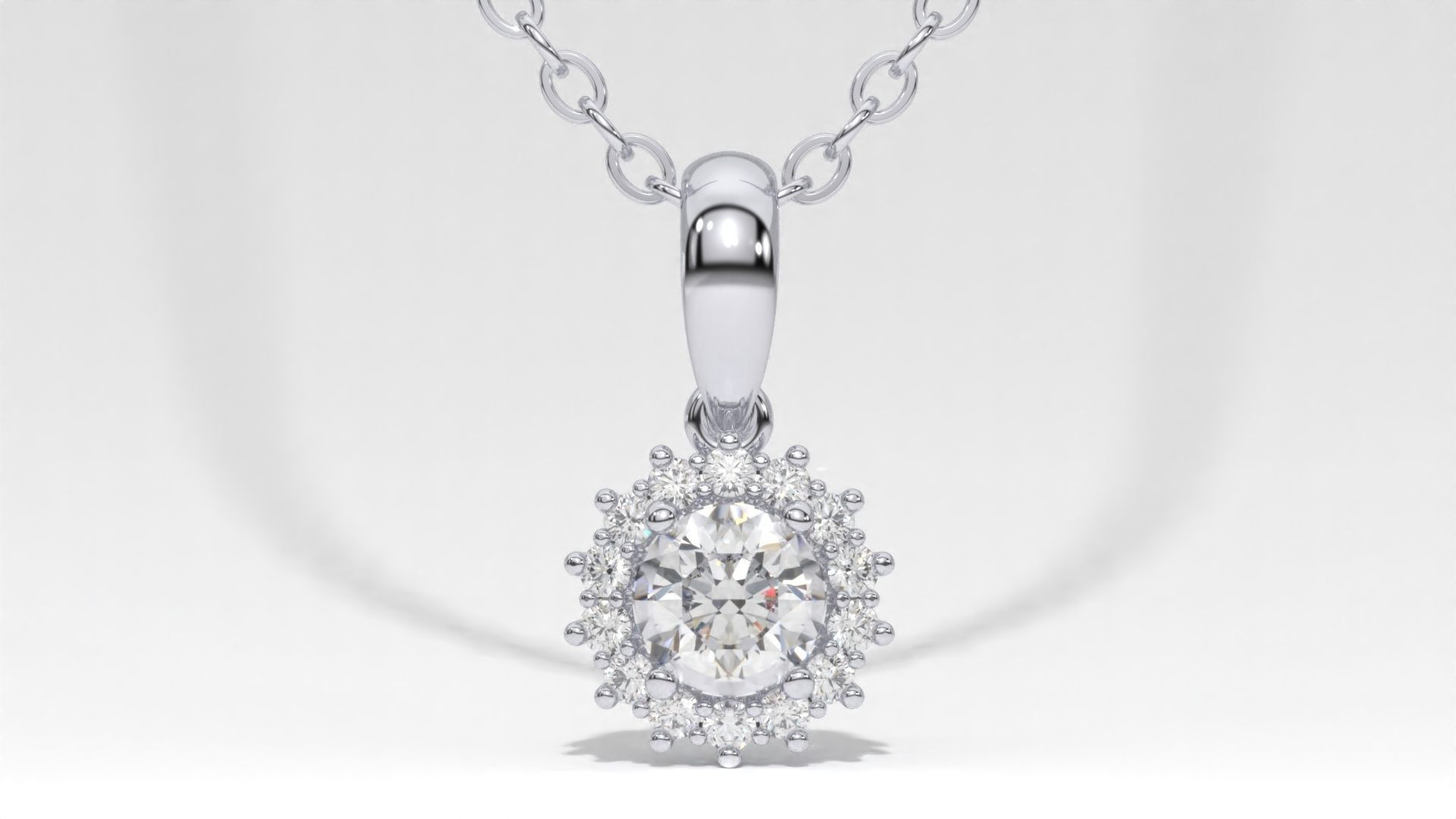 halo style diamond pendants 4mm to 8mm center gemstone 3D print model_27