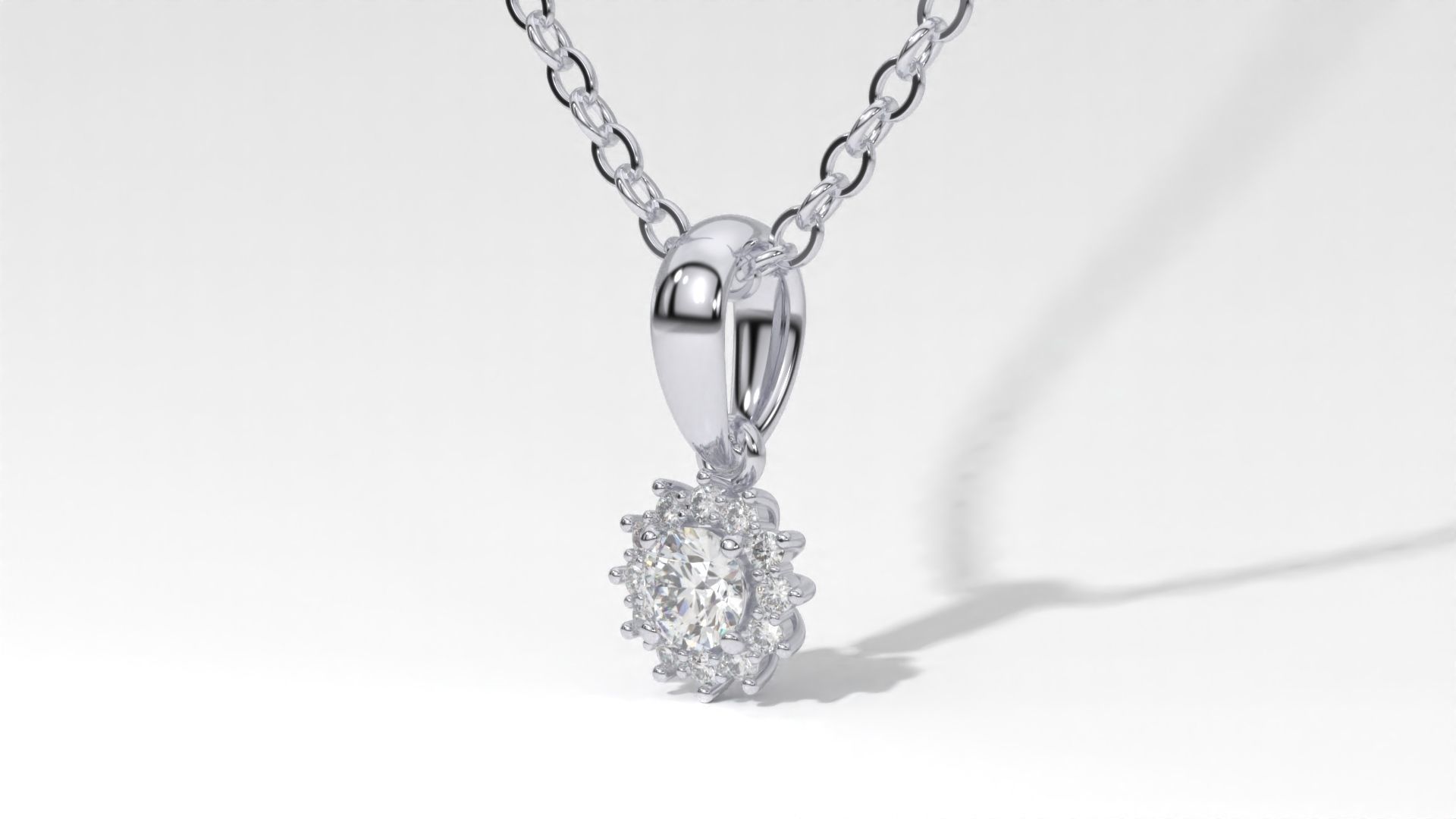 halo style diamond pendants 4mm to 8mm center gemstone 3D print model_19