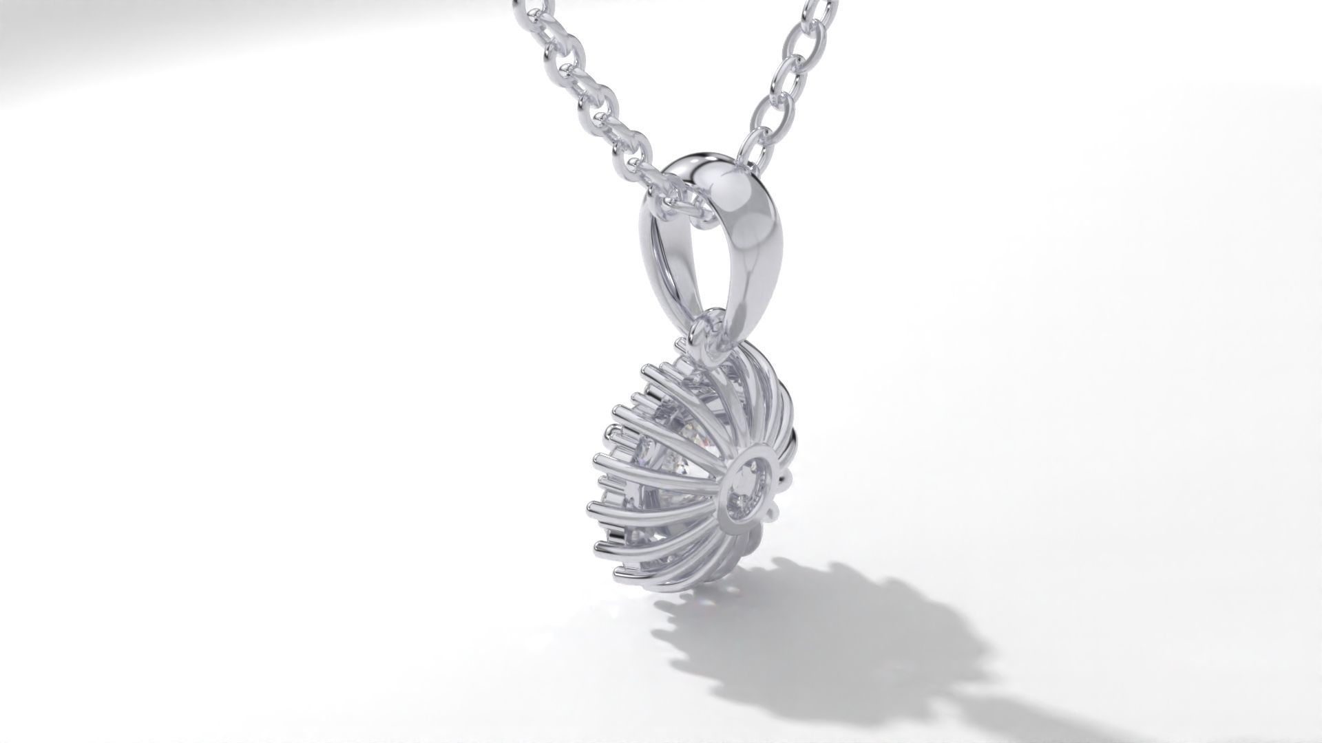 halo style diamond pendants 4mm to 8mm center gemstone 3D print model_38