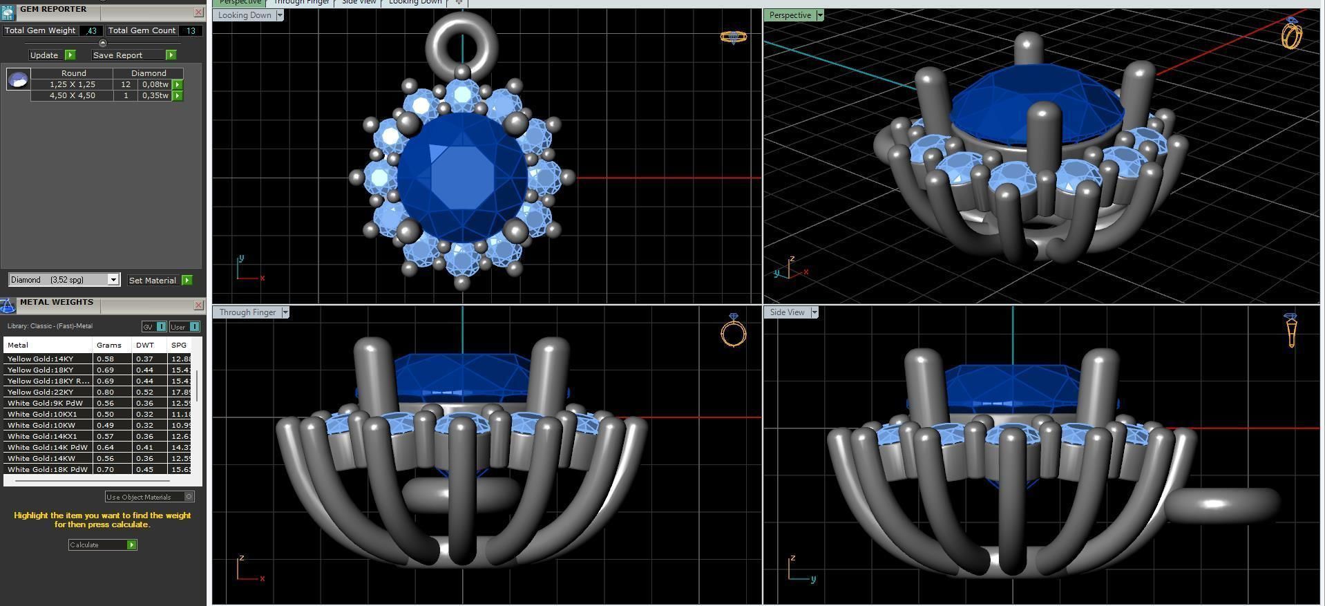 halo style diamond pendants 4mm to 8mm center gemstone 3D print model_6