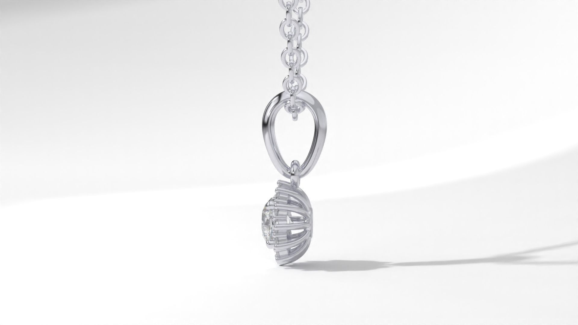 halo style diamond pendants 4mm to 8mm center gemstone 3D print model_17