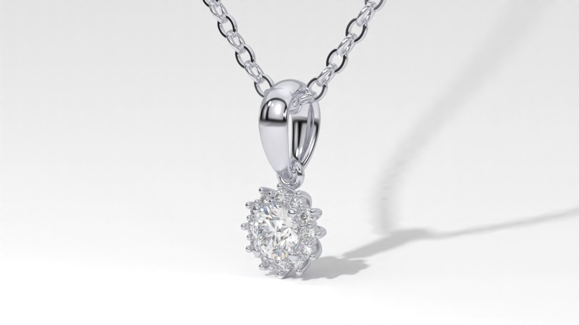 halo style diamond pendants 4mm to 8mm center gemstone 3D print model_14