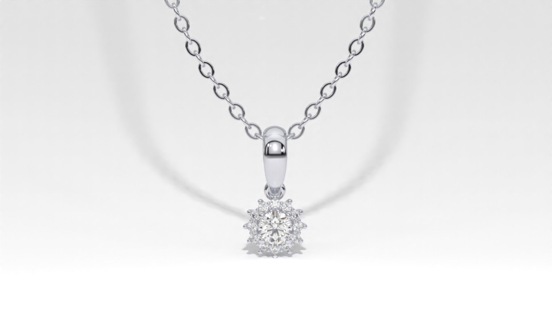 halo style diamond pendants 4mm to 8mm center gemstone 3D print model_20