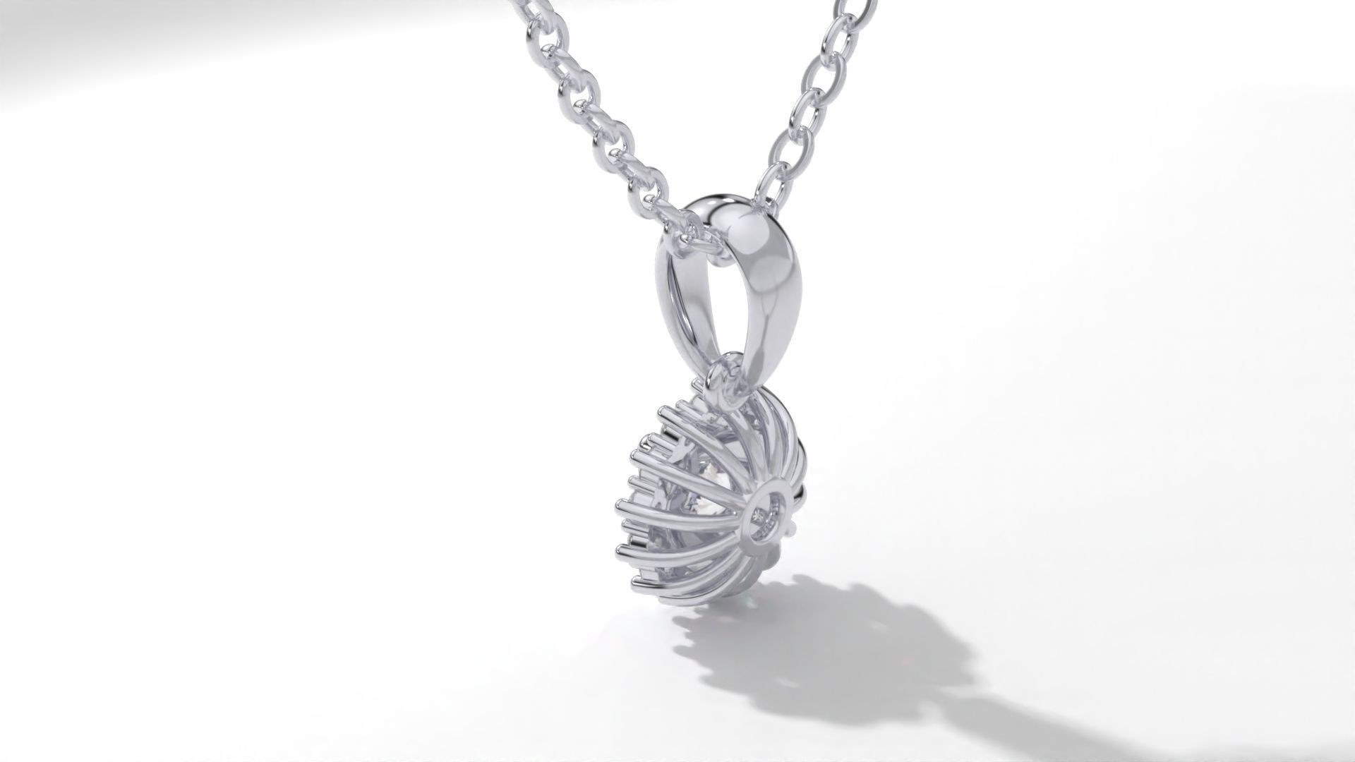 halo style diamond pendants 4mm to 8mm center gemstone 3D print model_24