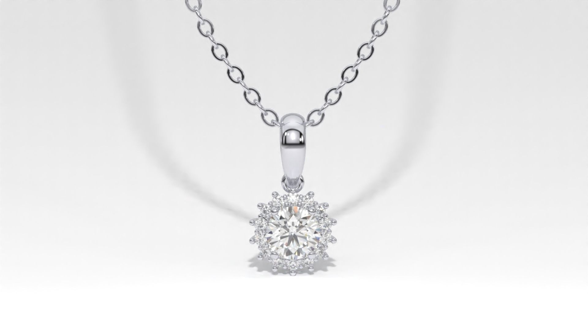 halo style diamond pendants 4mm to 8mm center gemstone 3D print model_40