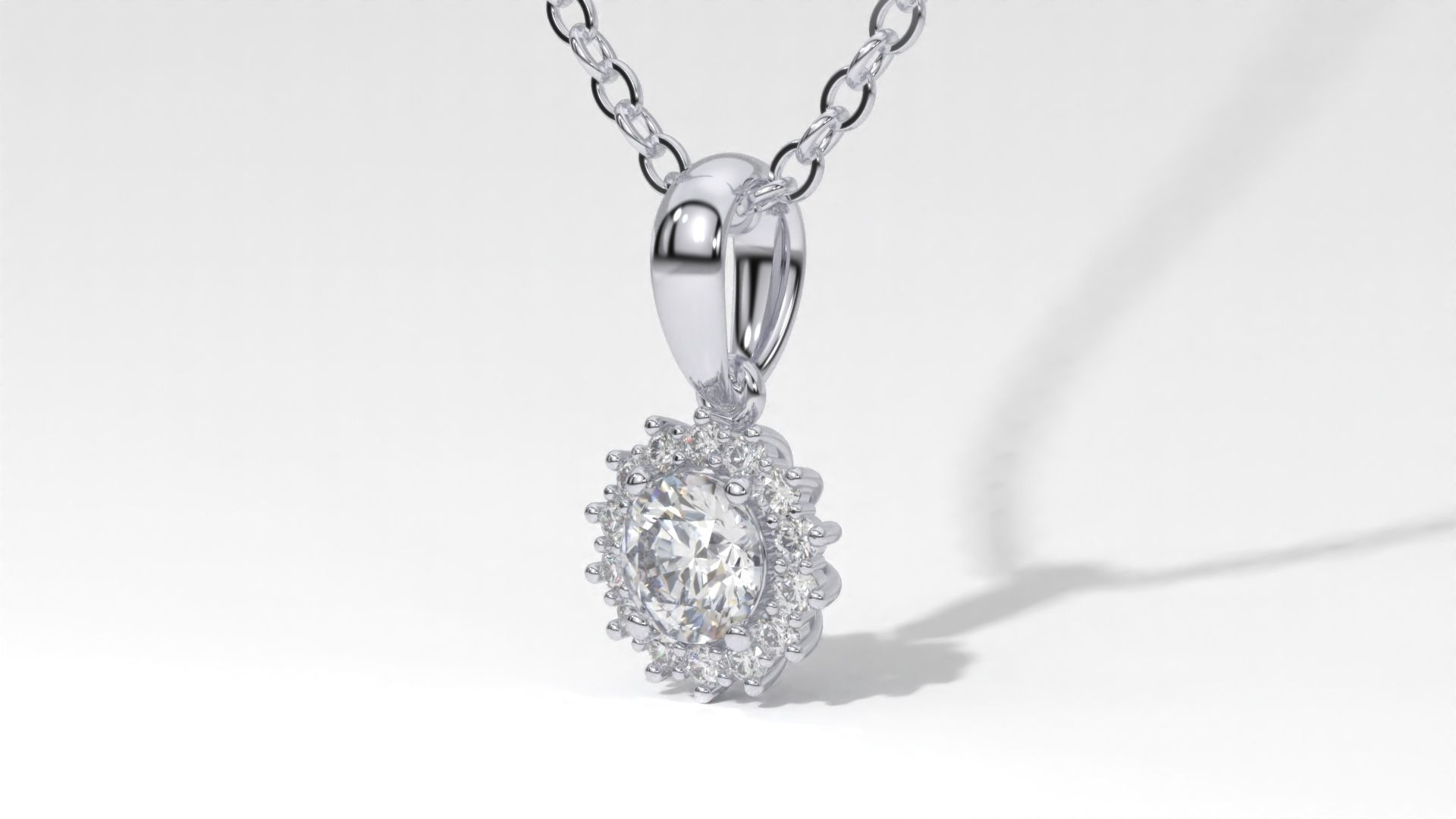 halo style diamond pendants 4mm to 8mm center gemstone 3D print model_25