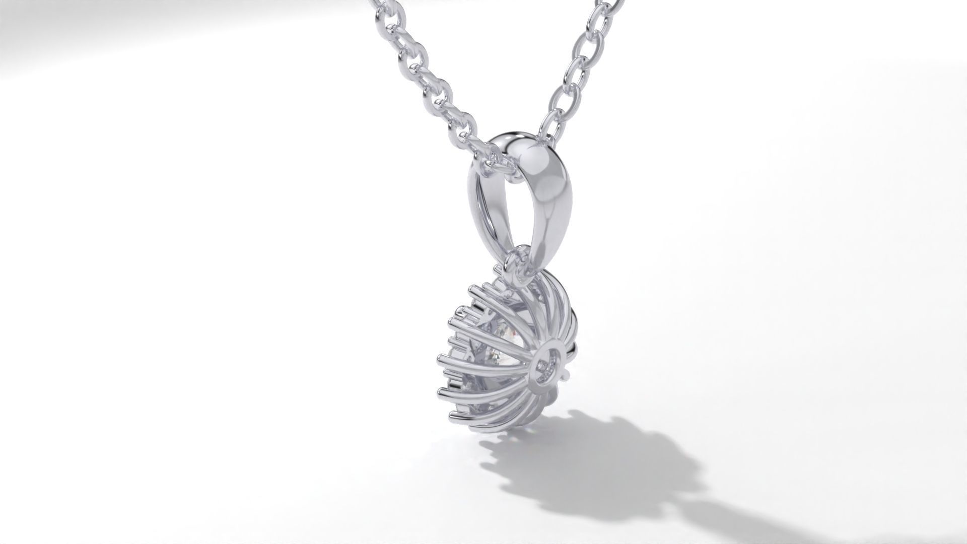 halo style diamond pendants 4mm to 8mm center gemstone 3D print model_43