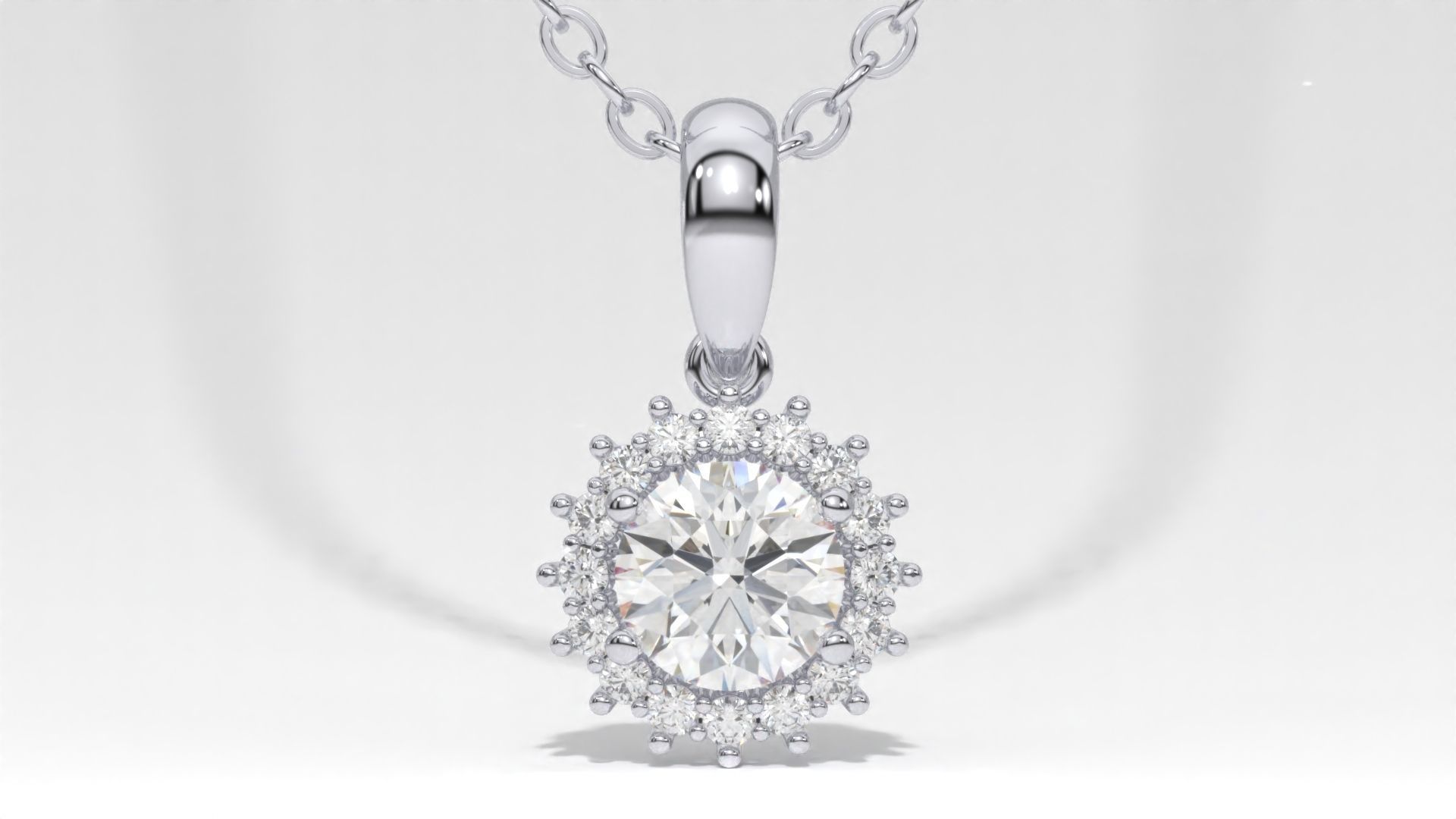 halo style diamond pendants 4mm to 8mm center gemstone 3D print model_36