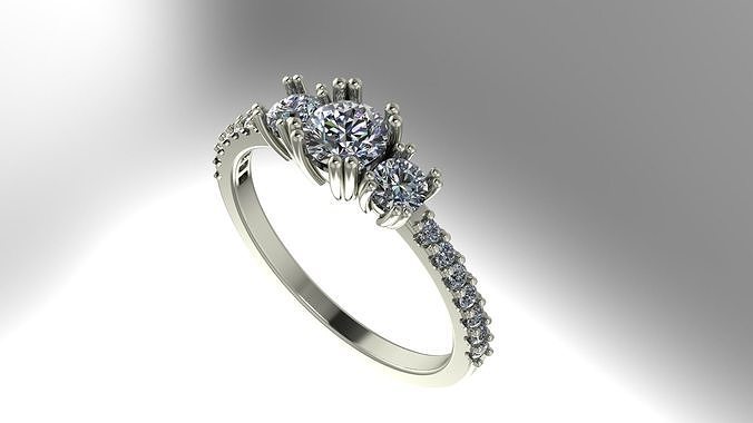 3 Stone Ring 3D print model
