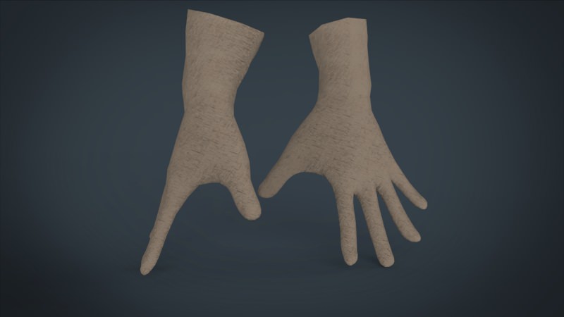 3 gloves leather glove Low-poly 3D model_3