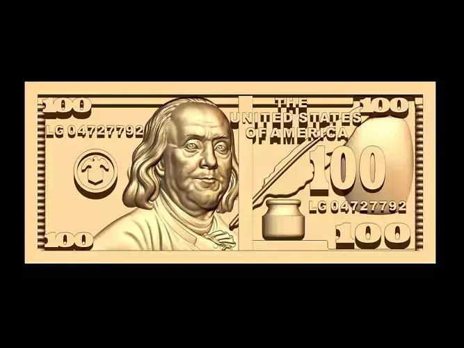 New one hundred 100 Dollar bill front side only  3D print model