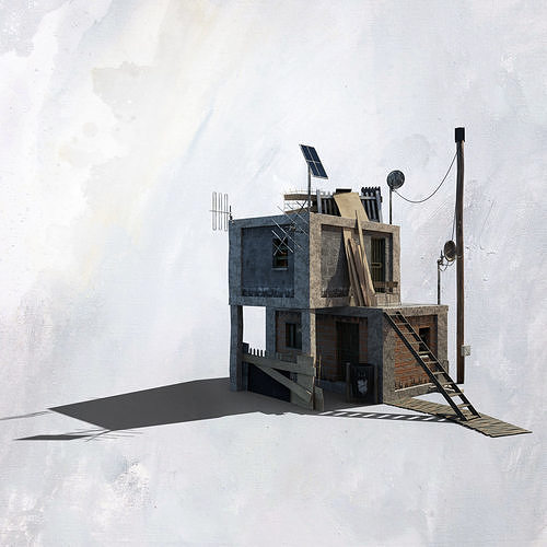 Favela Inspired Old Post Apocalyptic 3d Buildings Assets Blender 3D model 3