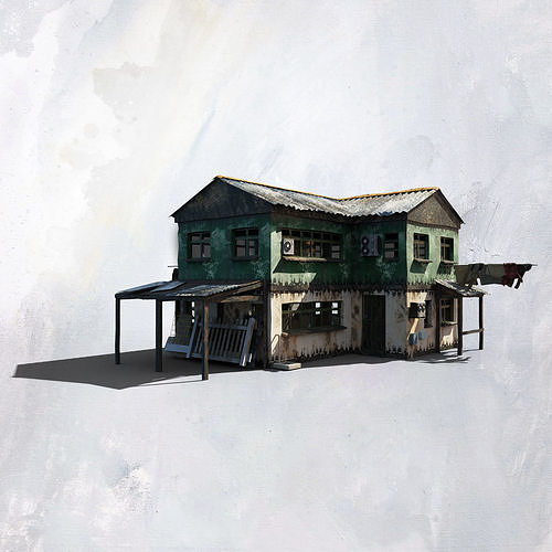 Favela Inspired Old Post Apocalyptic 3d Buildings Assets Blender 3D model 6
