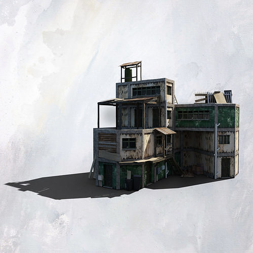 Favela Inspired Old Post Apocalyptic 3d Buildings Assets Blender 3D model 7