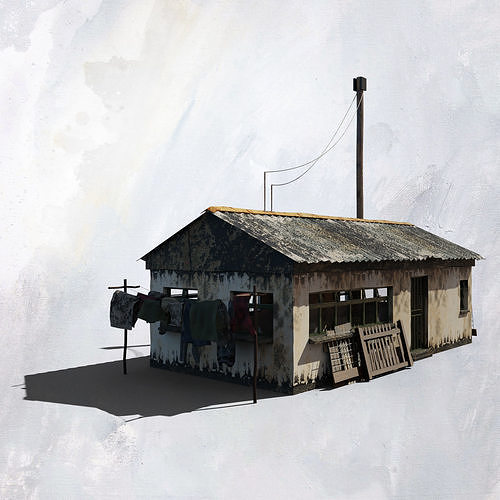 Favela Inspired Old Post Apocalyptic 3d Buildings Assets Blender 3D model 5
